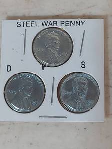 lot 1188 image: 1943 Steel War Pennies - P-D-S Mint Marks