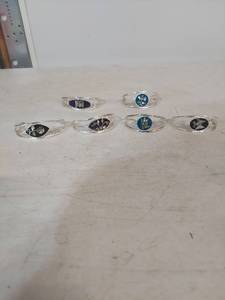 lot 1195 image: Lot of 6 Cuff Bracelets with Enamel Inlay Panels