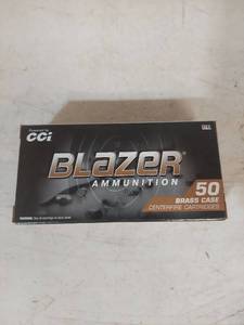 lot 1198 image: Blazer 9mm Luger 115 gr. FMJ Brass Case Centerfire Cartridges 50 Count