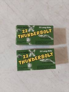 lot 1214 image: (2) Remington Thunderbolt 22 Long Rifle Rimfire Cartridges 50-Round Boxes