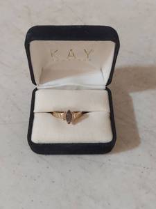 lot 1228 image: Marquise Ring with Dark Stone in Box
