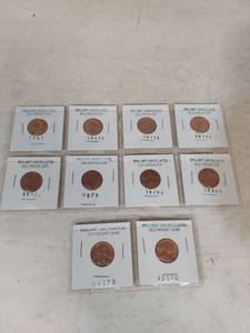 lot 1263 image: 2 Cards of Brilliant Uncirculated Pennies - Wheat and Old Lincoln Cent