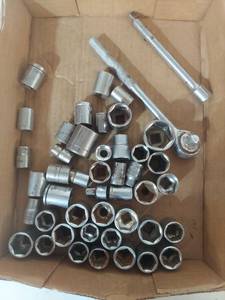 lot 1272 image: Socket Set with Extensions and Ratchet - 38 Drive