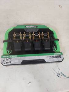 lot 1280 image: Performax Ratchet Tie Downs 14 ft 4-Pack