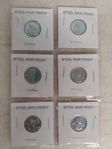 lot 1283 image: Card of 6 Steel War Pennies