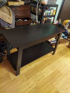 lot 2029 image: Black Table with Open Storage Shelf