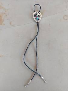 lot 2031 image: Horse Head Bolo Tie with Turquoise and Coral Accents