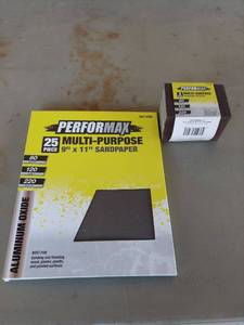 lot 2053 image: Performax 9 x 11 Sandpaper 25 Piece and Sanding Blocks 3 Piece