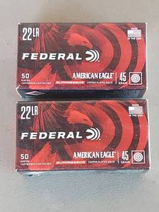 lot 2063 image: (2) Federal American Eagle 22 LR Suppressor 45 Grain Ammo