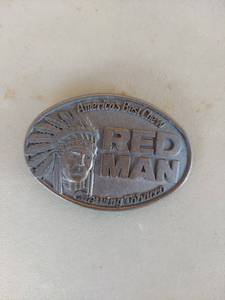 lot 2075 image: Red Man Chewing Tobacco Belt Buckle