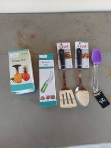 lot 2077 image: Kitchen Gadget  Utensil Lot - Pineapple, Watermelon Slicer, T-fal Spatula & Spoon
