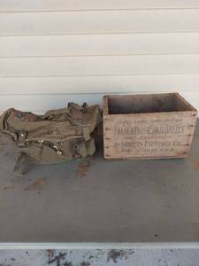 lot 2112 image: Western Cartridge Co Wooden Crate and Bag