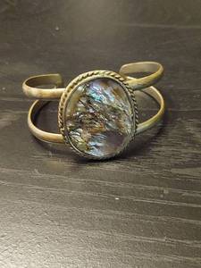 lot 2135 image: Cuff Bracelet with Iridescent Stone