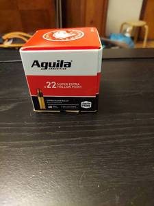 lot 2136 image: Aguila .22 Super Extra Hollow Point 38 Grain 250 Cartridges