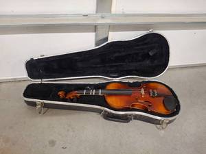 lot 1158 image: Violin with Case - Labeled Johann Georg Kessler, Western Germany