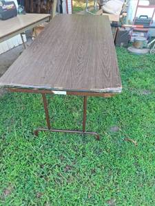 lot 1014 image: Folding Table with Wood Grain Top - 6 ft