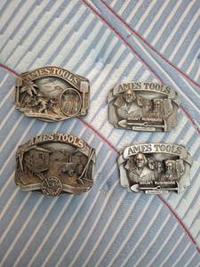 lot 1073 image: Ames Tools Belt Buckles - Lot of 4 - Panama Canal and Mount Rushmore