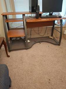 lot 1080 image: Computer Desk with Shelves and Metal Frame - No Contents
