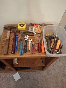 lot 1113 image: Hand Tools Lot - Stanley 30ft Tape Measure Adjustable Wrenches Hammers Screwdrivers Pliers