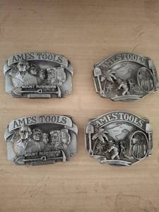 lot 1141 image: Ames Tools Belt Buckles, 4-Piece Lot - Mount Rushmore, Panama Canal