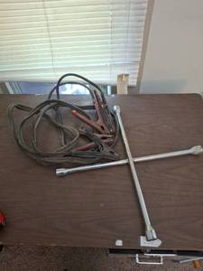lot 1160 image: Booster Cables with 4-way Lug Wrench