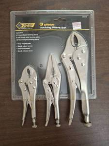 lot 1209 image: Steel Grip 3 Piece Locking Pliers Set