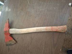 lot 1210 image: Axe with Red Head and Wood Handle