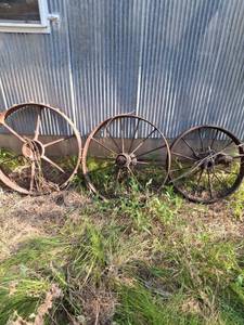 lot 1250 image: (3) Steel Wagon Wheels