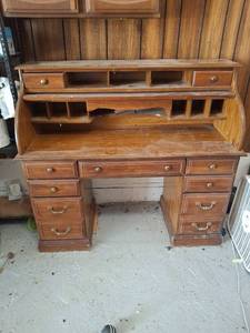 lot 1307 image: Wooden Roll Top Desk