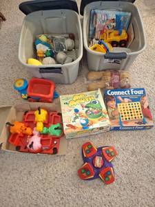 lot 1323 image: Childrens Toys Lot Games, Vehicles, Sports Equipment