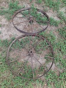 lot 1350 image: Pair of Steel Wagon Wheels