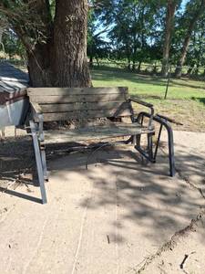 lot 1364 image: Park Bench with Armrests and Wooden Slats