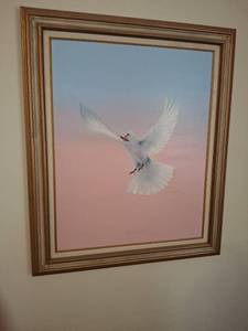 lot 1381 image: Barger Framed Art - White Dove 1990
