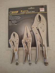 lot 1394 image: Steel Grip 3 Piece Locking Pliers Set