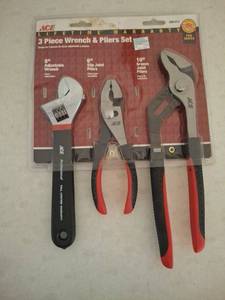 lot 1403 image: ACE 3 Piece Wrench & Pliers Set 8 6 10
