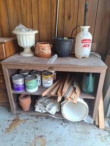 lot 1427 image: Garage Shelf With Contents and Chest of Drawers