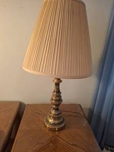lot 1456 image: Table Lamp with Pleated Shade and Brass Base