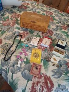 lot 1463 image: Jewelry Lot Necklaces, Earrings, Bracelets, Jewelry Box