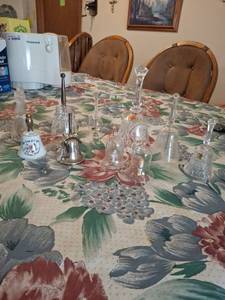 lot 1465 image: Lot of Glass Bells with Decorative Handles and Clappers
