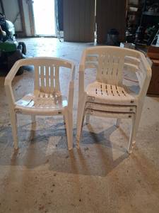 lot 1476 image: Plastic Stacking Chairs with Arms - Lot of 4