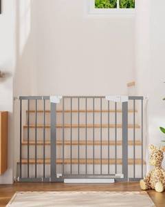 lot 203 image: $90 Cumbor 29.7-46 Baby Gate for Stairs, Auto-Close, Walk-Thru