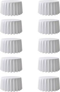 lot 218 image: $96 Surmente 120-inch Round Tablecloths - 10 Pack White Polyester