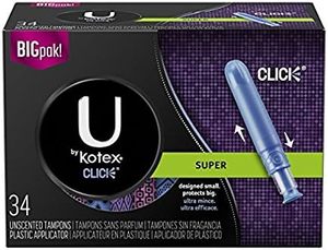 lot 264 image: U by Kotex Click Compact Tampons, Super, Unscented, 34 Count