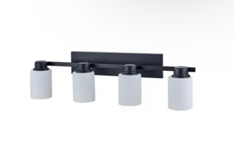 lot 24 image: Miseno FLVL1004MB 60W 4-Light Vanity Fixture In Matte Black Retails $118