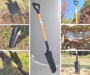lot 91 image: Ashman Drain Spade Teeth Shovel (1 Pack) - 48 Inches Long Handle Spade with D Handle Grip - Durable Handle with a Thick Metal Blade - Multipurpose Premium Quality Orange Shovel
