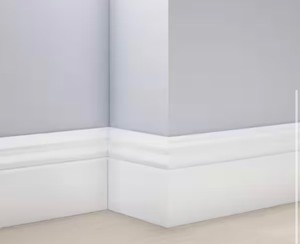 lot 83 image: 5-14 in. x 58 in. x 96 in. Baseboard White Prepainted Waterproof Colonial PVC Moulding (1-Piece)