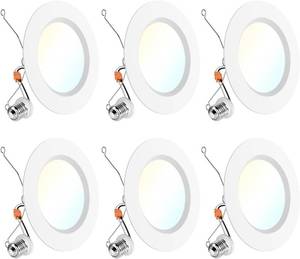 lot 2009 image: 6 Pack 6 Inch LED Recessed Light Retrofit, Can Lights for Ceiling, 1700 LM High Brightness, Selectable CCT 2700K3000K4000K5000K6000K, 17W120W, Dimmable, Baffle Trim, Damp Rated UL