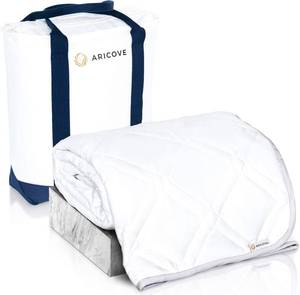 lot 2010 image: $170 Aricove Cooling Weighted Blanket for Adults, 20 lbs, FullQueen Size Weighted Blanket, 60x80 inches, Silky Soft Bamboo Viscose, Machine Washable, White