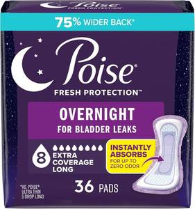 lot 2015 image: Poise Overnight Incontinence & Postpartum Pads for Bladder Leaks, 8 Drop Extra Coverage, 36 Count