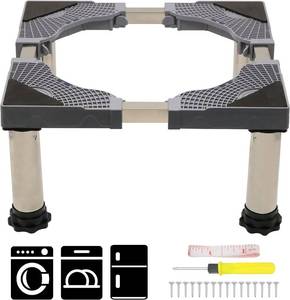 lot 2020 image: Mini Fridge Stand with 4 Strong Feet Height 9.3-10.2 Adjustable Dryer Pedestal Duty Washing Machine Stand Base Multi-Functional Laundry Platform for Home Appliance gray